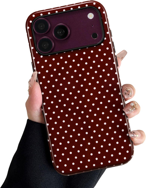 for Iphone 18 Pro Max Case Fit for Magsafe, Dots Pattern-Wine Red