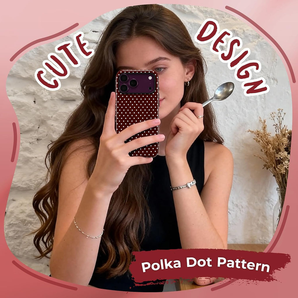 for Iphone 18 Pro Max Case Fit for Magsafe, Dots Pattern-Wine Red