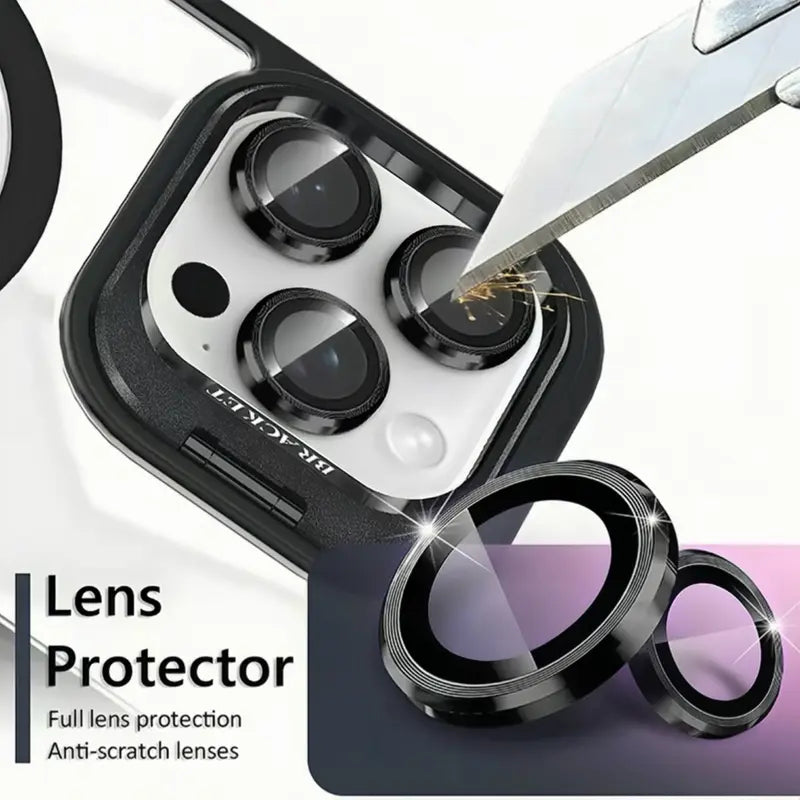Magsafe Magnetic TPU Silicone Shockproof Phone Case with Integrated Camera Ring Stand, Protective Casing Cover for Iphone 17/16/15/14/13/12 Max plus Pro, Military-Grade Anti-Fall, Non-Yellowing Wireless Charging Black Shell