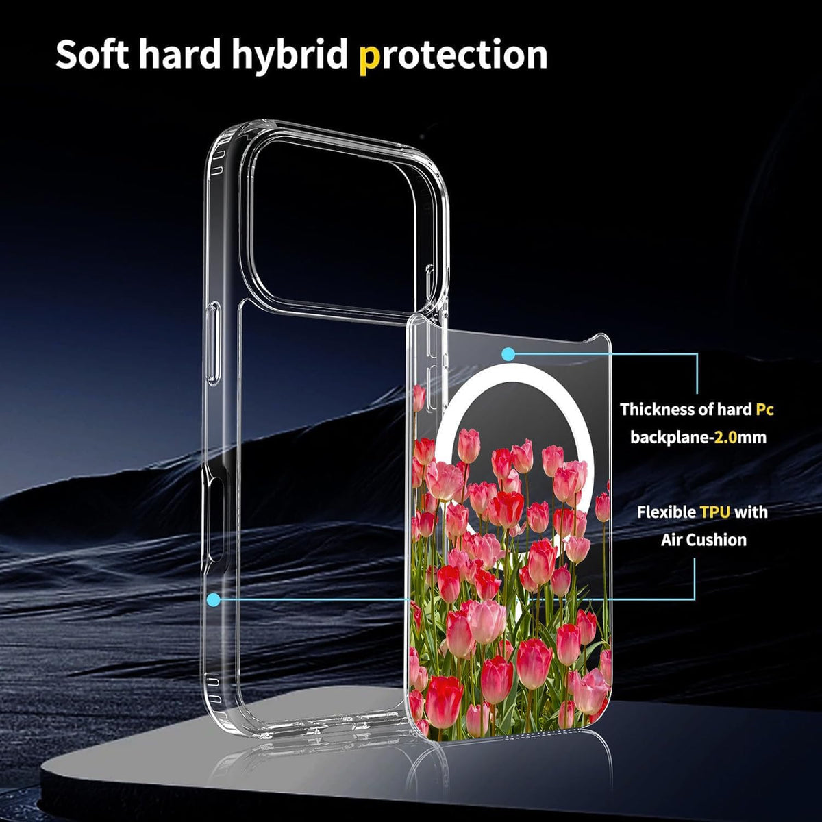 Clear Cute Flowers Floral for Iphone 18 Pro Max/17 Pro Max Case