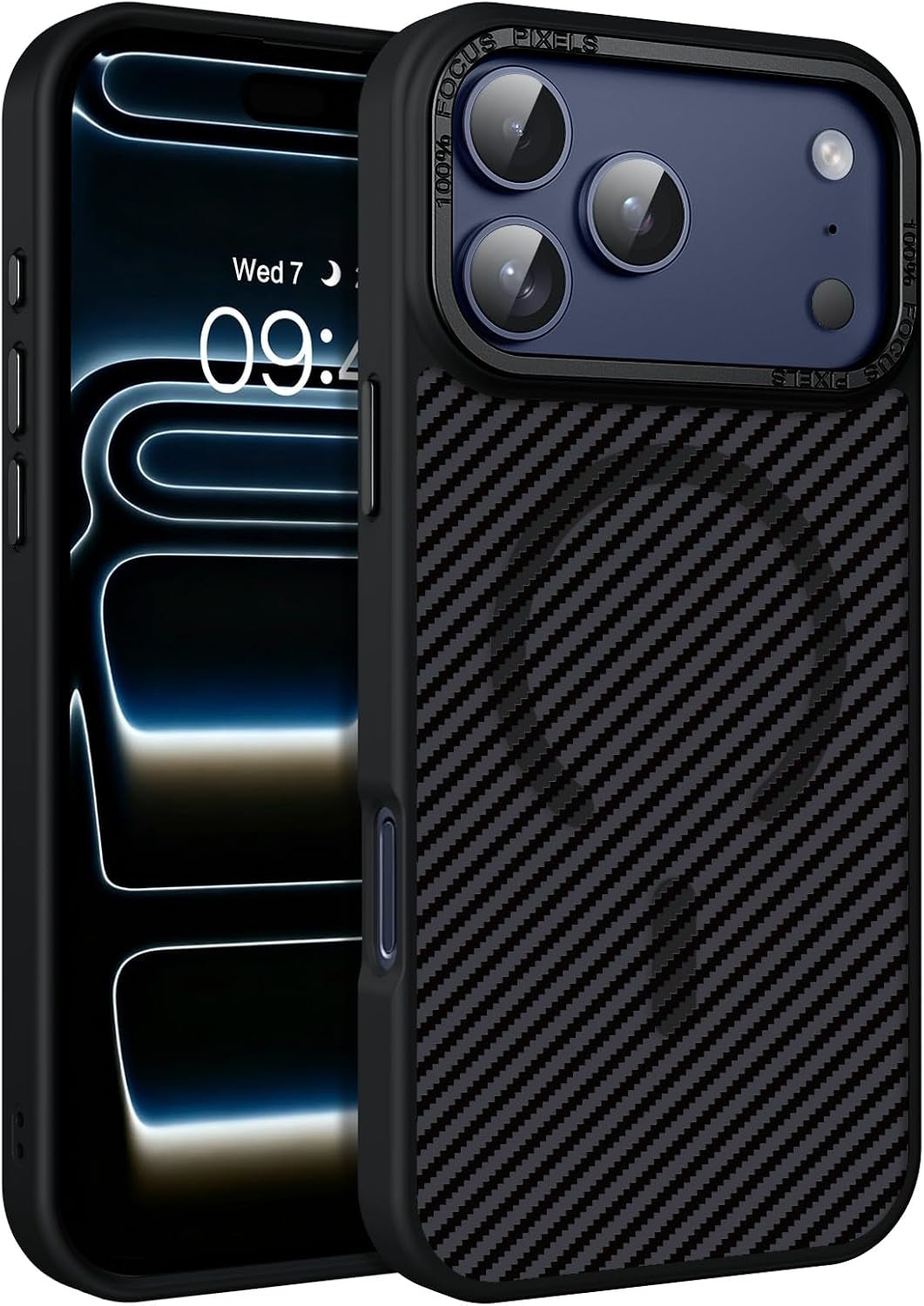 Carbon Fiber for Iphone 18 Pro Case & Iphone 17 Pro Case [Compatible with Magsafe] Magnetic Slim Thin TPU Bumper with Drop Protection Women Men Cases for 18/17 Pro 6.3" 2026, Black