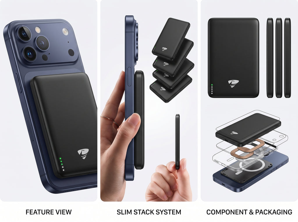 Slim Magnetic Wireless Power Bank 5000mAh for iPhone 12–17 Series