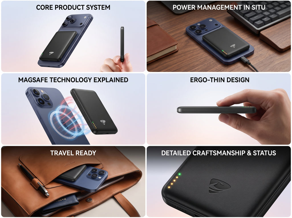 Slim Magnetic Wireless Power Bank 5000mAh for iPhone 12–17 Series