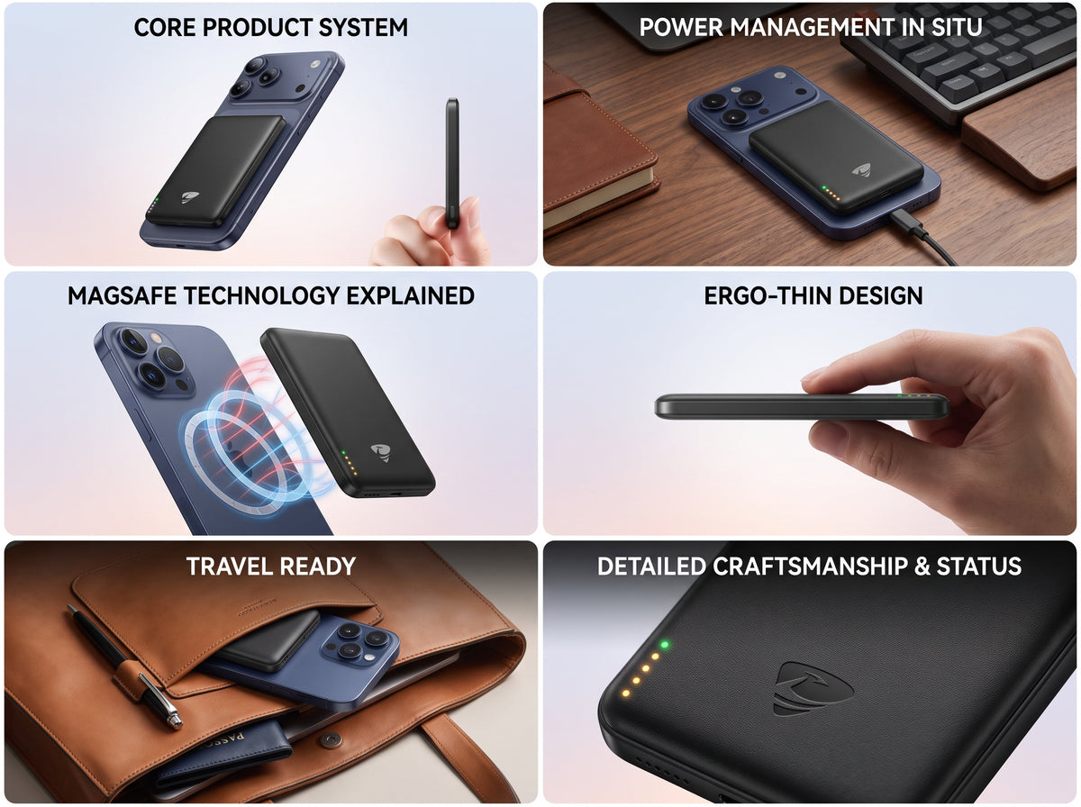 Slim Magnetic Wireless Power Bank 5000mAh for iPhone 12–17 Series