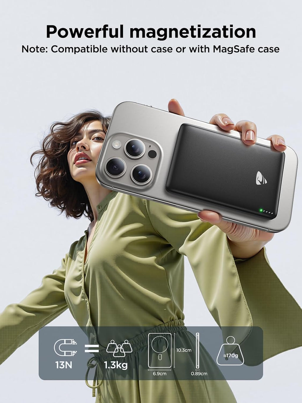 Magsafe Portable Charger, 5000Mah Magnetic Power Bank 0.35'' Ultra Slim