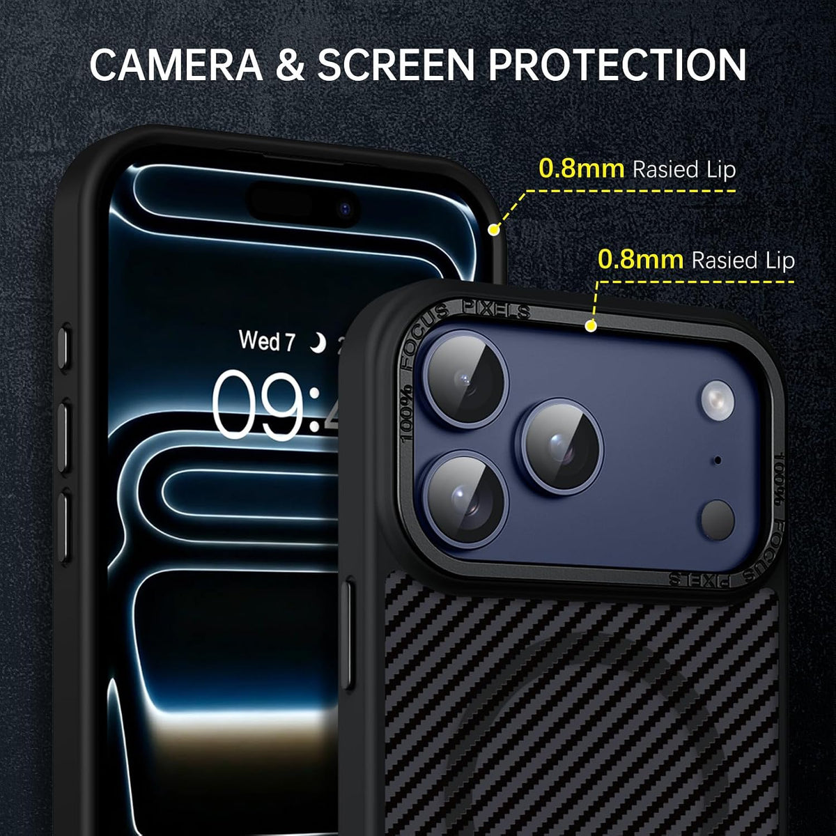 Carbon Fiber for Iphone 18 Pro Case & Iphone 17 Pro Case [Compatible with Magsafe] Magnetic Slim Thin TPU Bumper with Drop Protection Women Men Cases for 18/17 Pro 6.3" 2026, Black