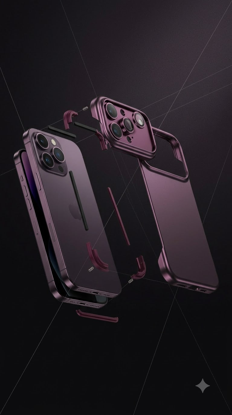 Ultra-Thin Burgundy Frameless Case for iPhone 18 Pro Max